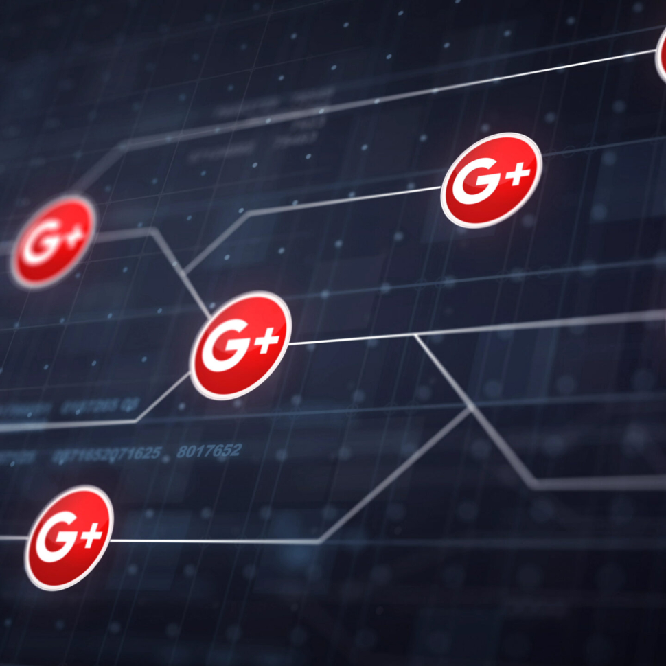 Google Plus Icon Line Connection of Circuit Board